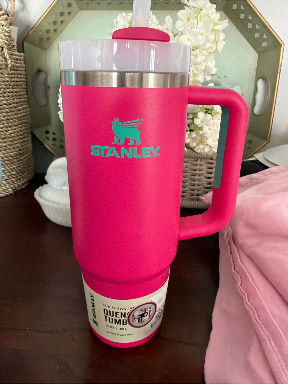 Stanley Pink Insulated Quencher Tumbler with Handle